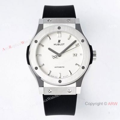 Swiss Copy Hublot Classic Fusion hb1110 Watch Titanium White Dial Rubber Band